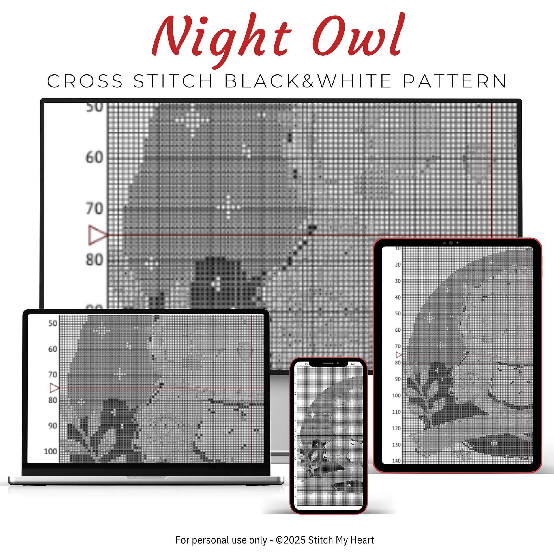Night Owl Cross Stitch Pattern product image (4)