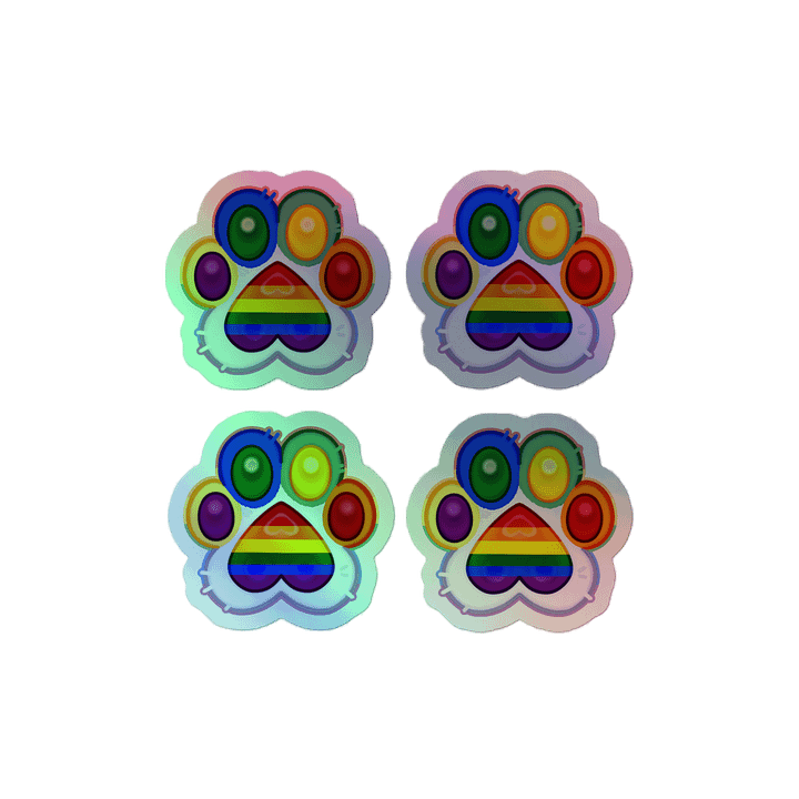 Rainbow Pride Paw Print Holographic Kiss Cut Sticker Sheet product image (1)