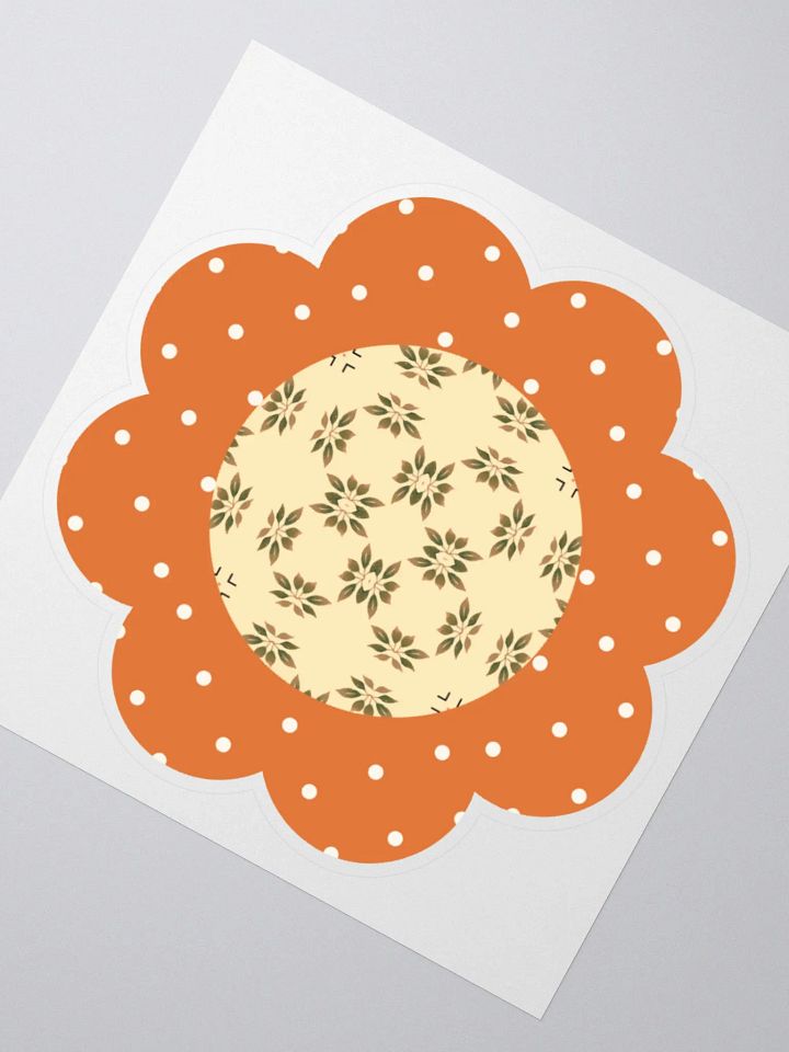 Orange Floral Sticker – Dotted Petals and Beige Patterned Center product image (2)