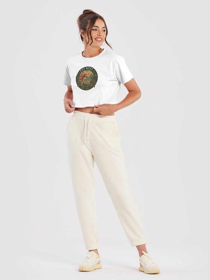 Key West Tropical Ladies Crop Top with Mermaid, Birds, and Turtle product image (1)