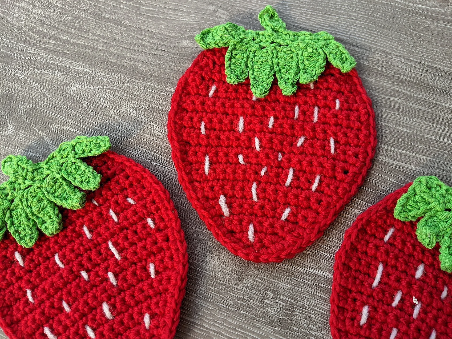 Crochet Strawberry Coaster Pattern product image (4)