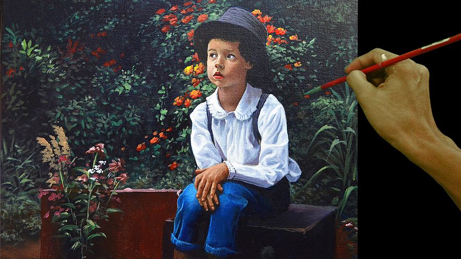 DOWNLOADABLE Acrylic Painting Tutorial - Portrait of a Boy Sitting product image (3)