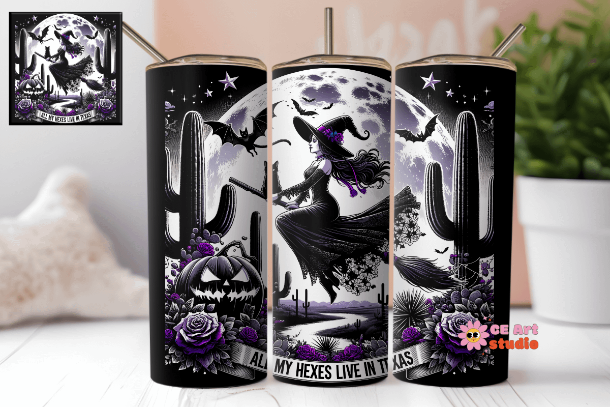 Texas Witch Tumbler Wrap PNG product image (1)