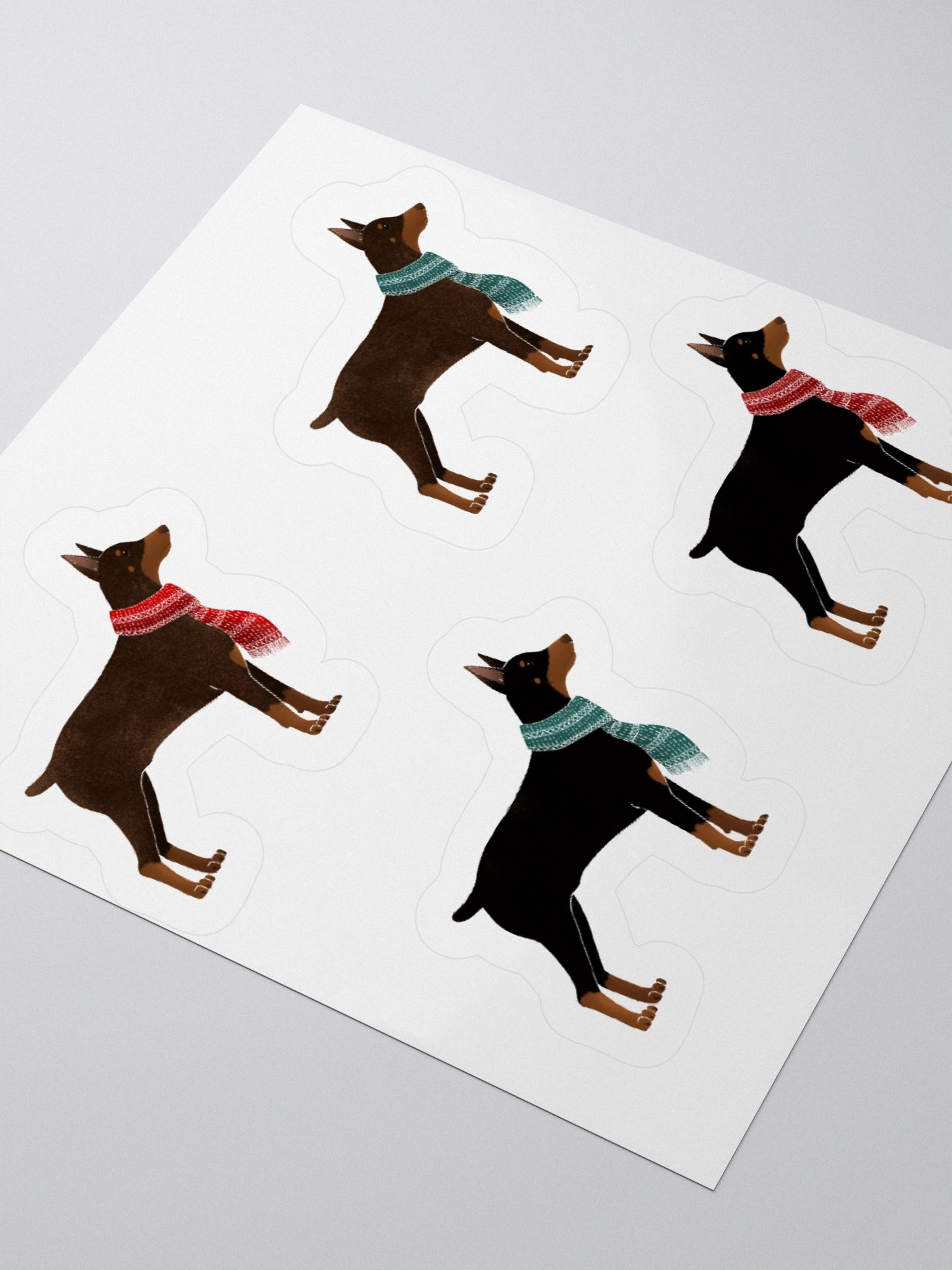 Winter Dobermans in Scarves Sticker Pack product image (6)