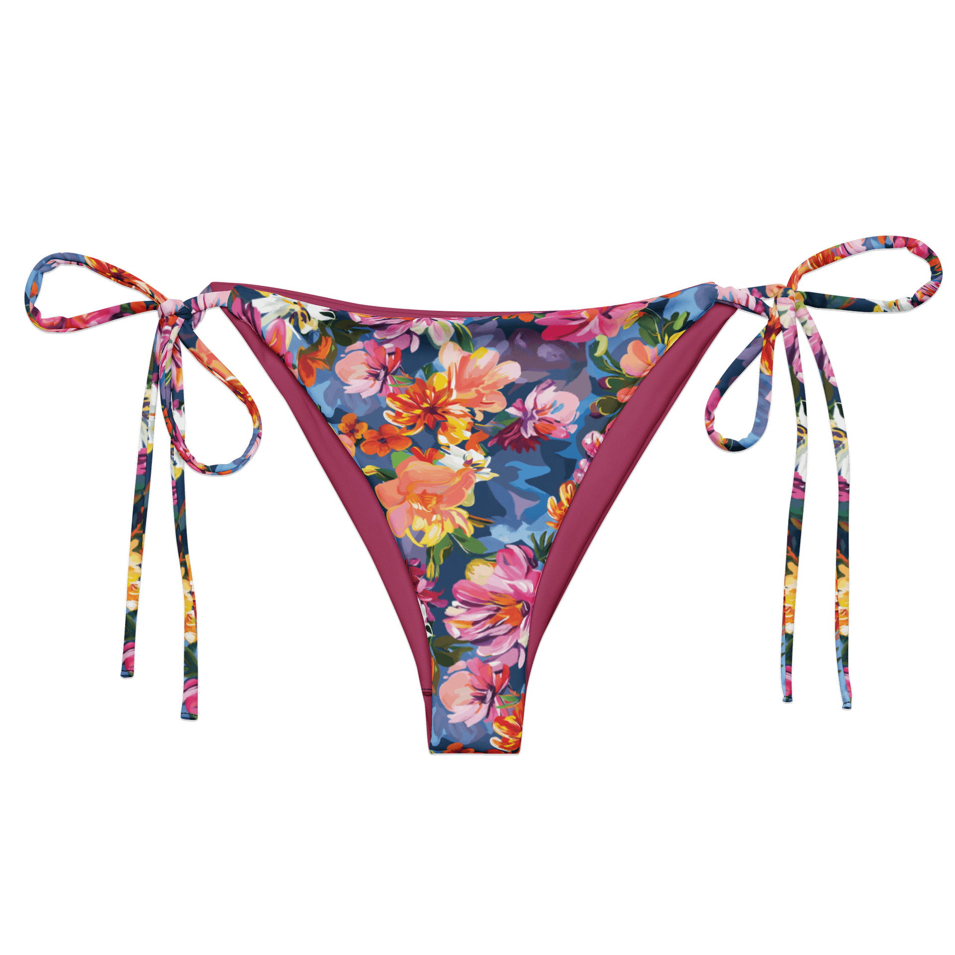 Recycled Triangle Bikini Bottom "Bold Abstract Florals" product image (2)