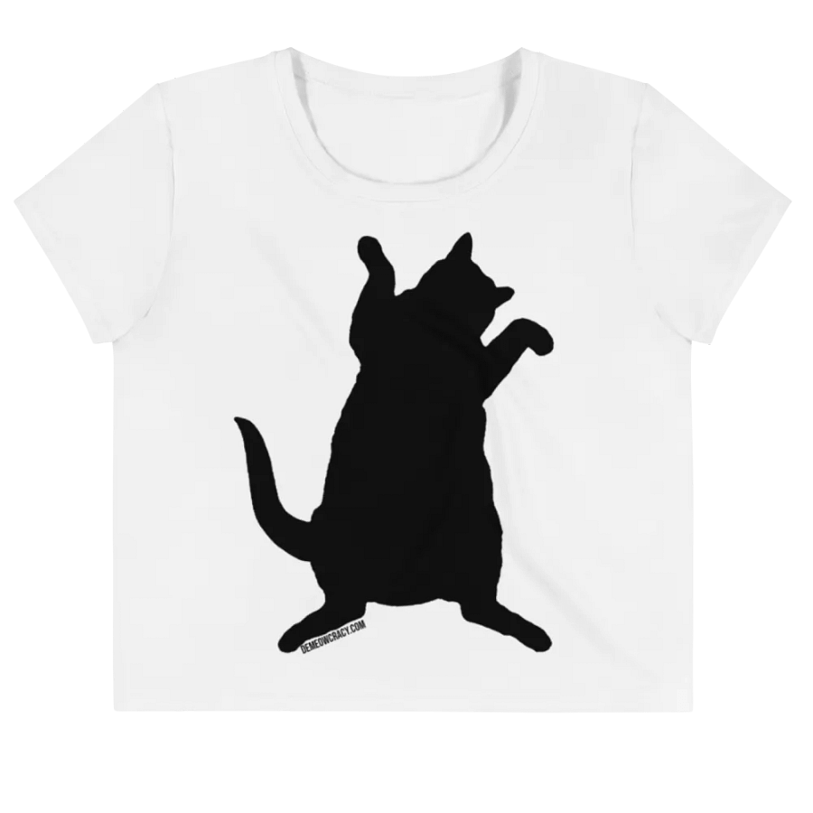 Dancing for Demeowcracy Black Cat Silhouette Crop Tee product image (3)