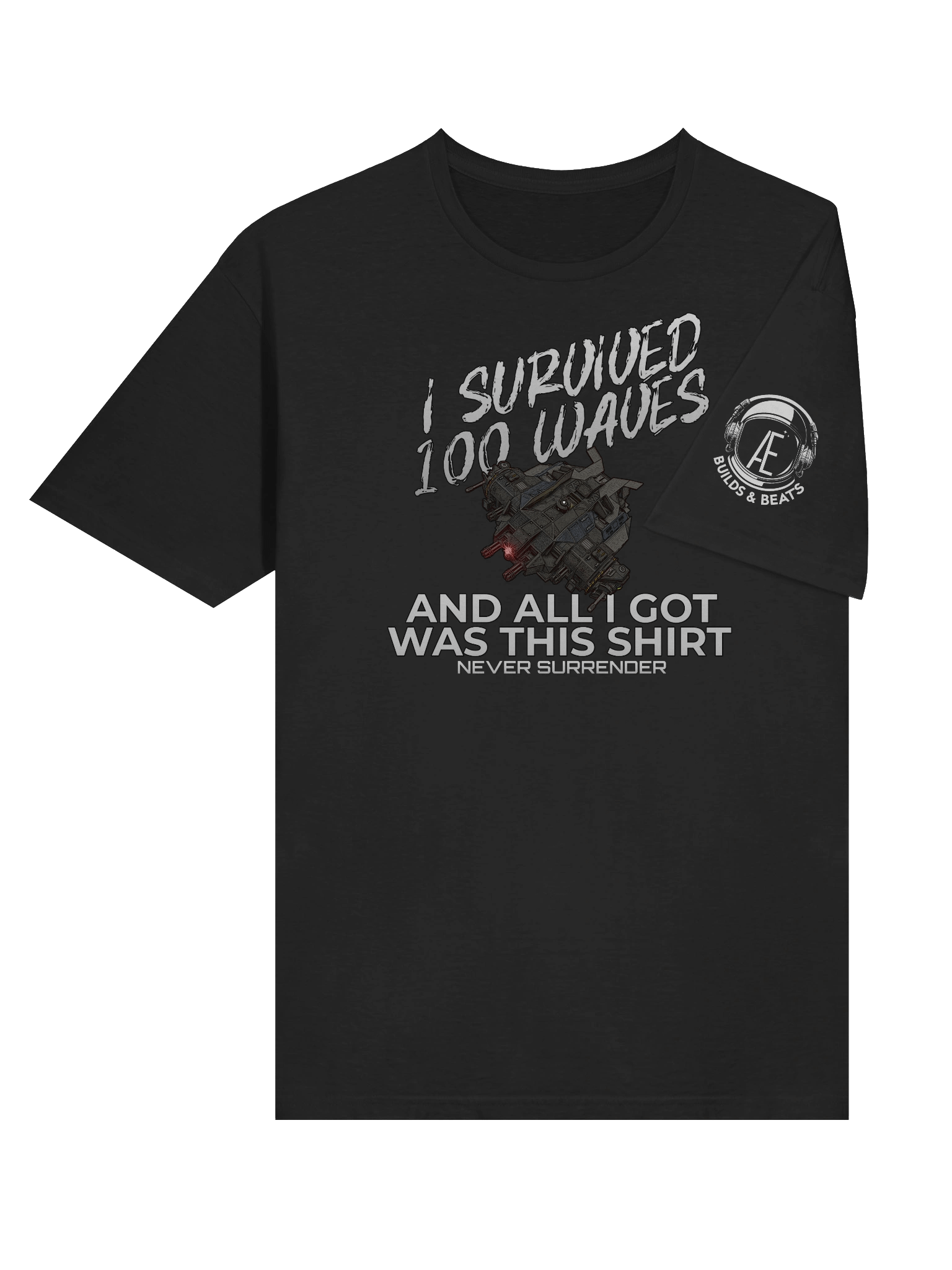 "I Survived 100 Waves" Gaming T-Shirt - Never Surrender Survival Veteran Tee product image (1)