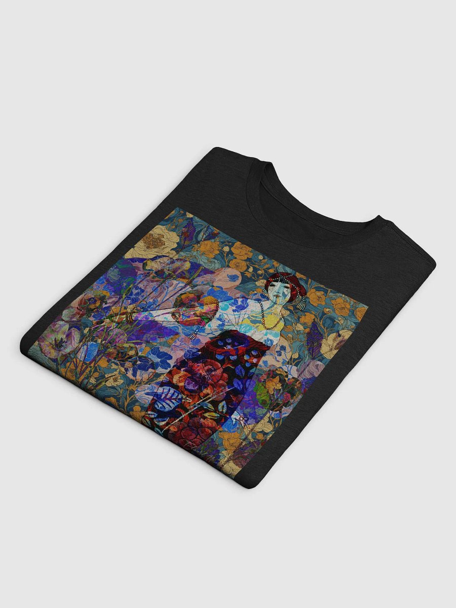'A Symphony of Colors in the Garden' by Edward Martin Mixed Media Collage -Floral Fantasy Illustrated T-Shirt product image (8)