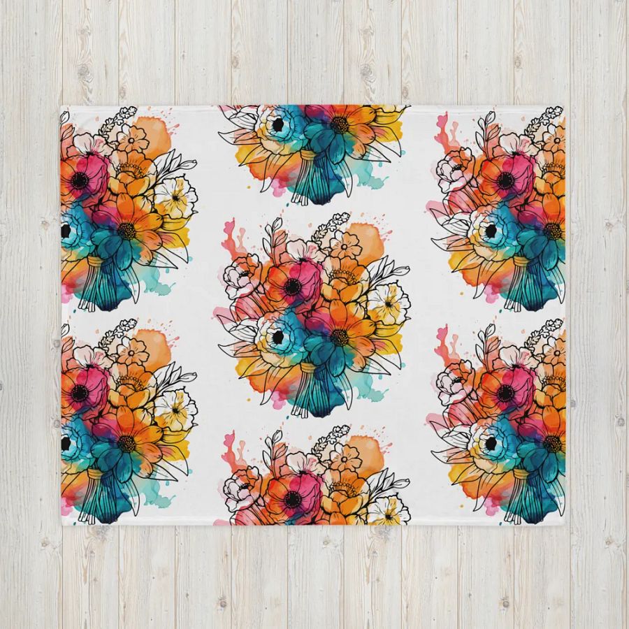 Ink Splatter Floral Bliss Throw Blanket product image (5)
