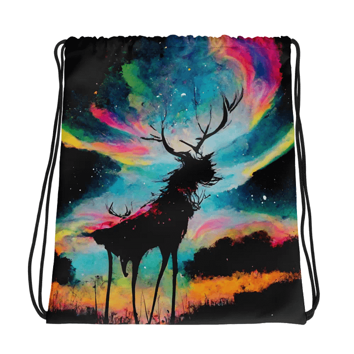 Cosmic Deer All-Over Drawstring Bag product image (1)