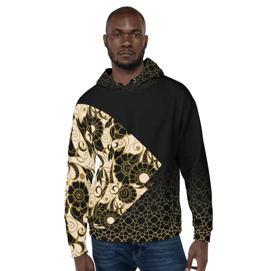 Black And Gold Patterned Hoodie product image (7)