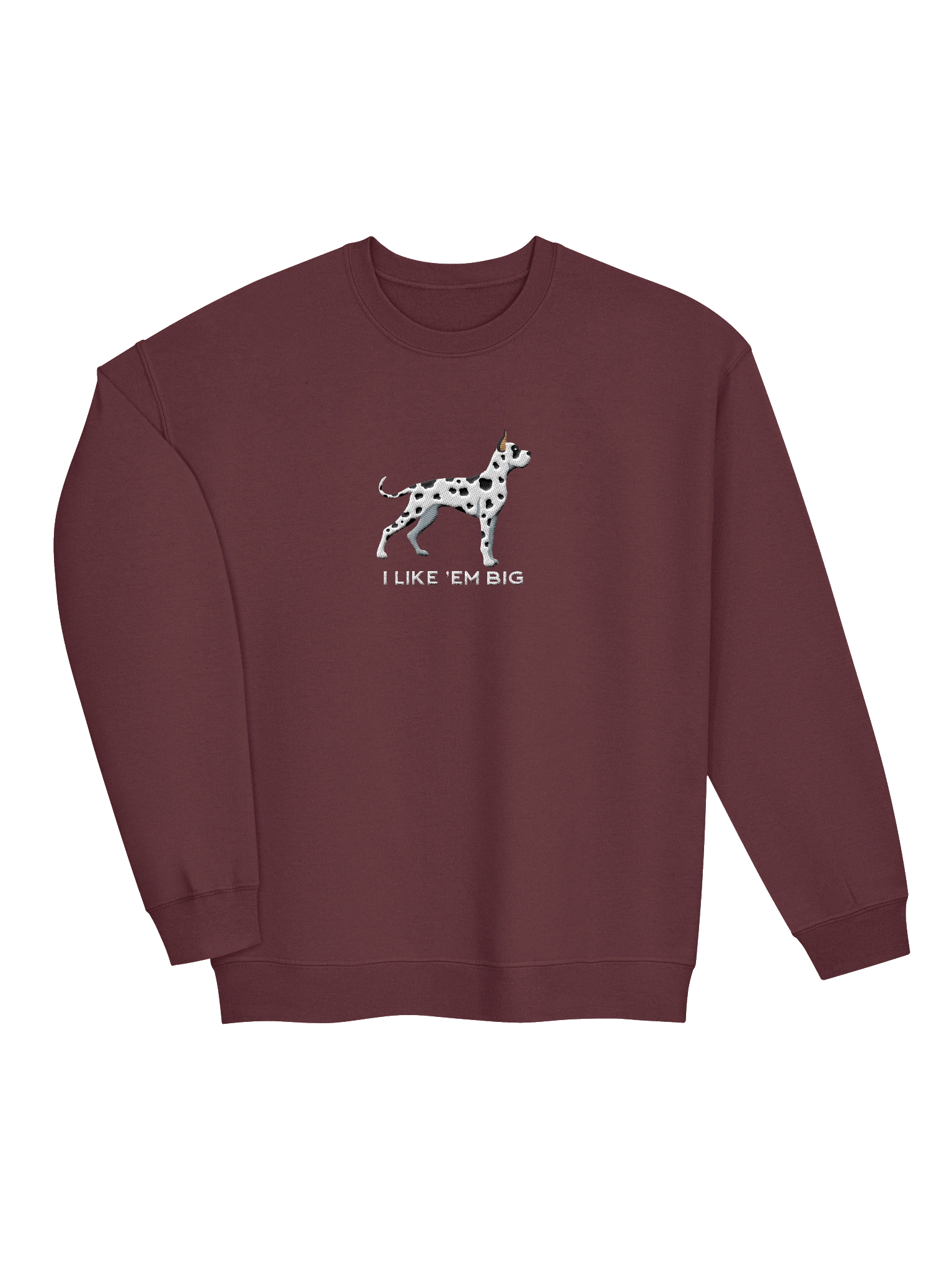 I Like 'Em Big Sweatshirt (Embroidered) of a Great Dane(Harlequin, Cropped Ears) product image (7)