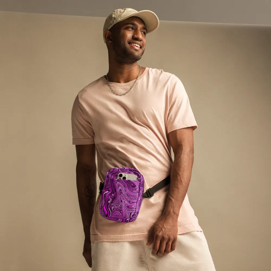 Utility Crossbody Bag - Purple and White Fluid Swirls product image (9)