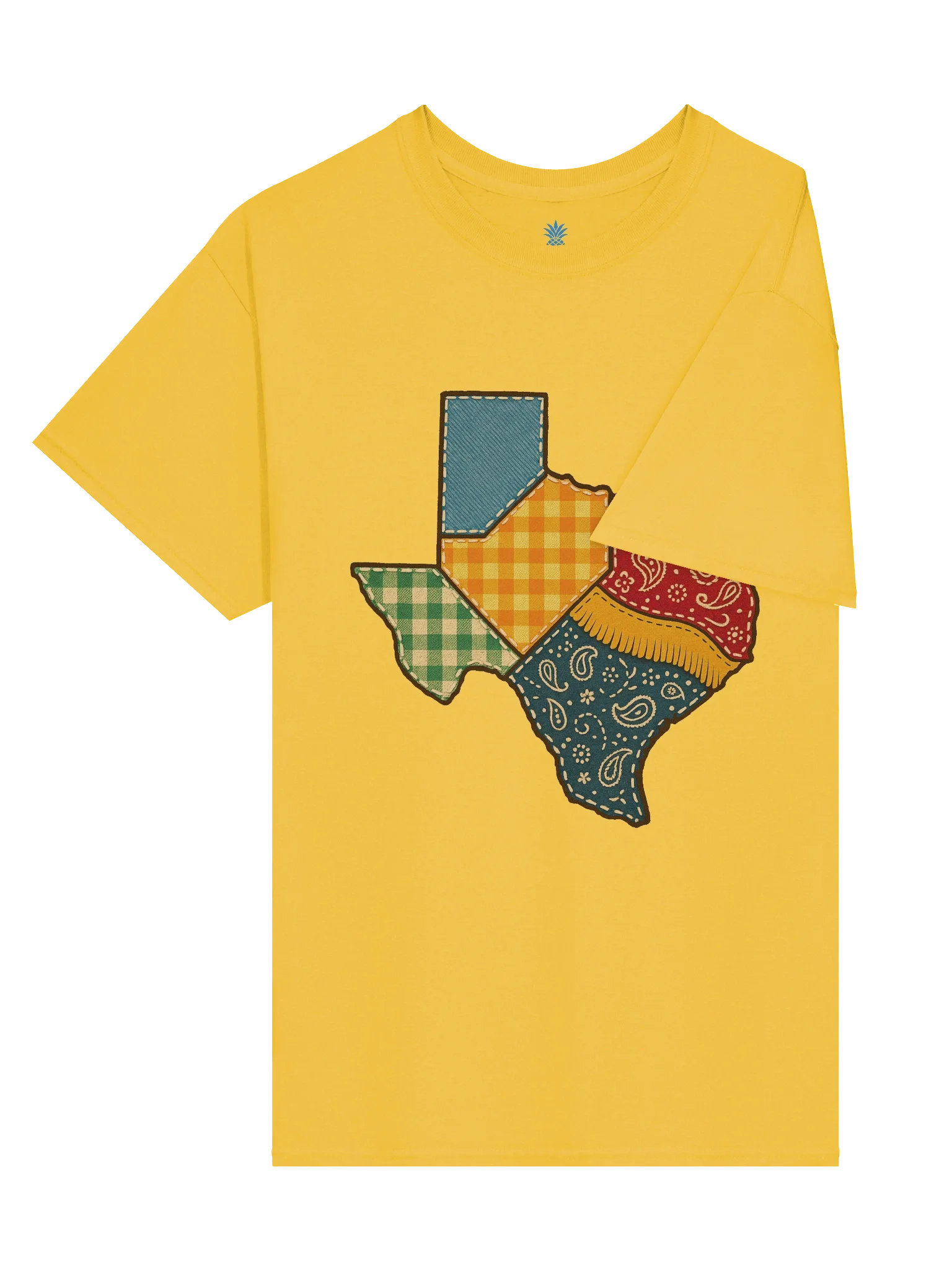 Cowboy Patchwork Quilt Texas State Shaped Boxy Fit Unisex T-Shirt product image (75)
