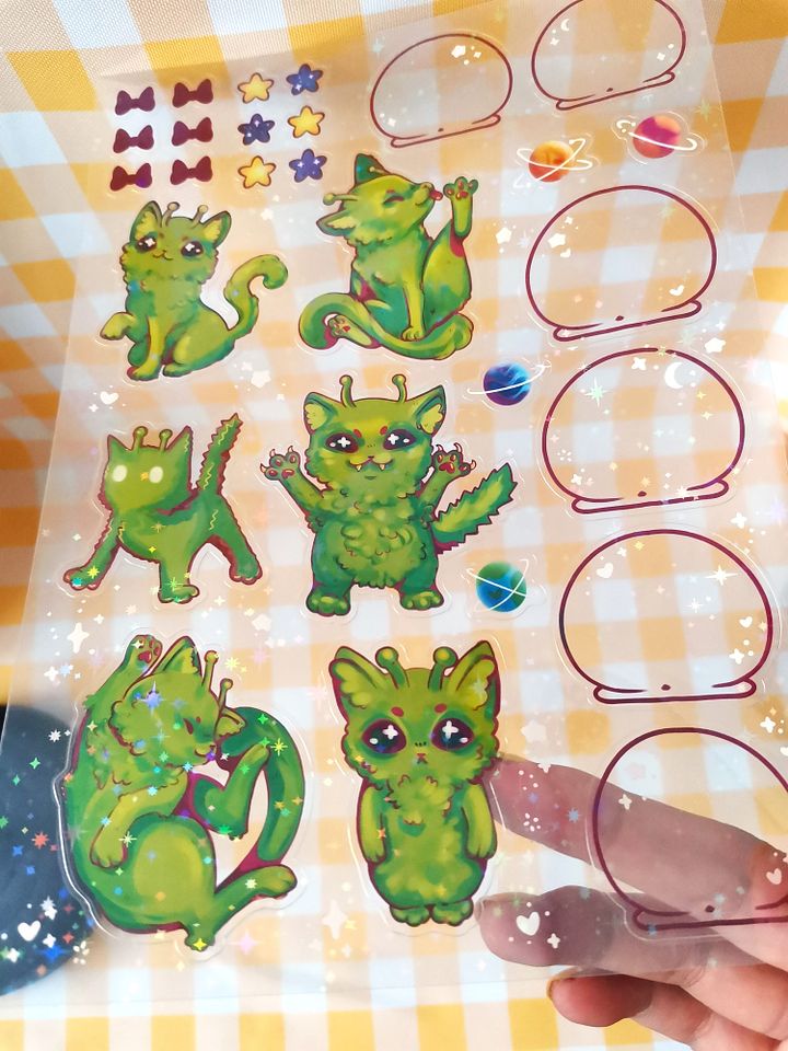 Alien Cat Sticker Sheet!! product image (1)