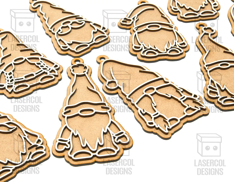 Gingerbread Gnomes Christmas Ornaments (10 Styles) - Laser Cut Files product image (6)