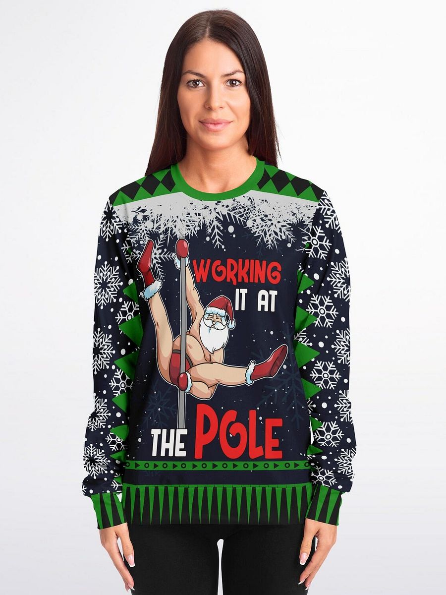 “Working It at the Pole” Funny Christmas Sweatshirt | Holiday Party Jumper | Santa Workout Humor | Unisex Adult Holiday Gift product image (3)