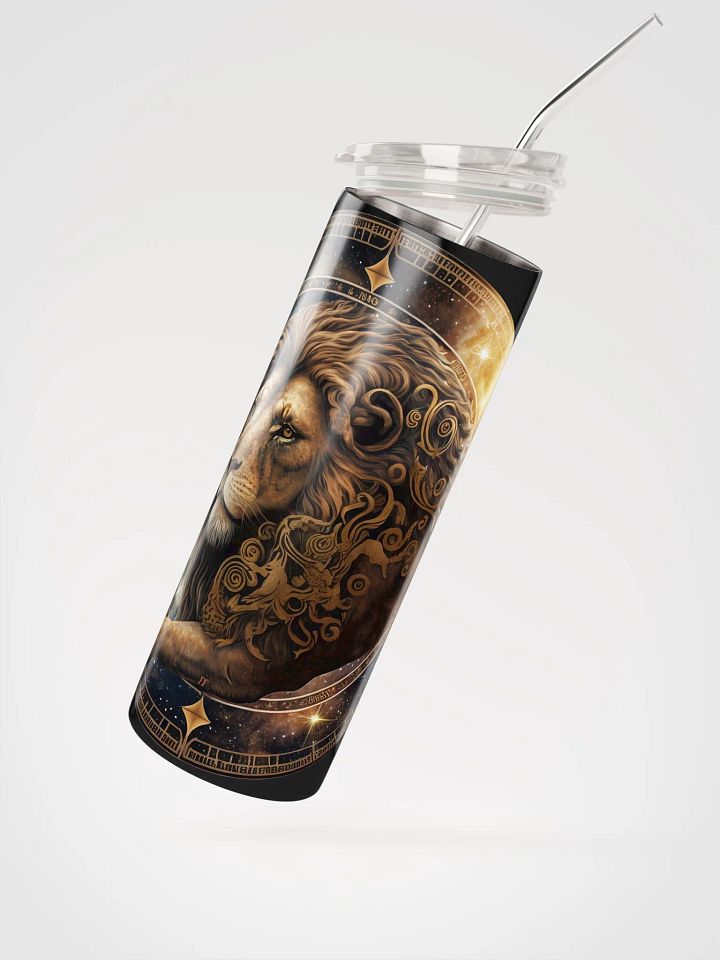 Embrace Leo's Fire with our Eco-Friendly Stainless Steel Zodiac Tumbler | Reusable Straw Included! product image (2)