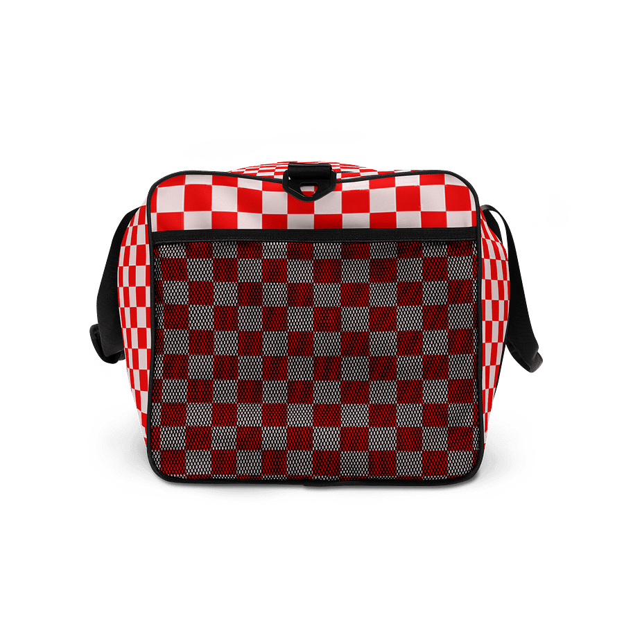 Checkered! Red and White Checkers Duffel Bag product image (7)