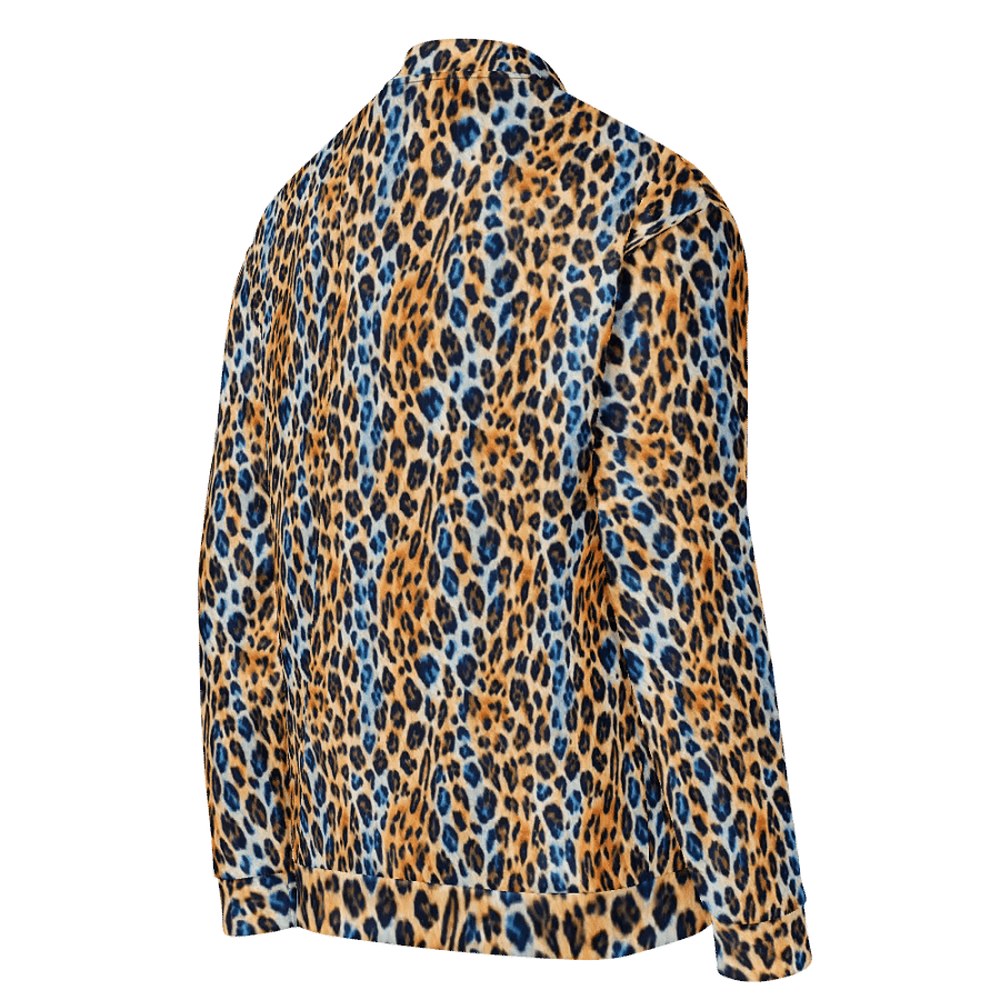 Blue Brown Leopard Bomber Jacket product image (4)