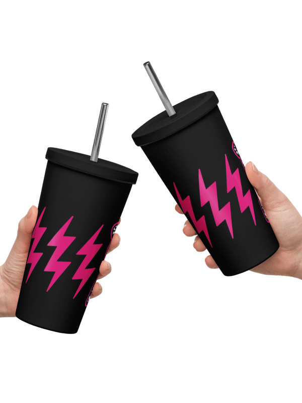 White Electric Tiger with Pink Lightning Bolts - Insulated Tumbler product image (5)