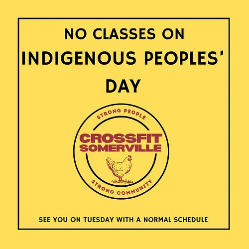 🚨Schedule reminder!🚨

No classes on Monday, October 13 in observance of Indigenous Peoples’ Day. 

As always, open gym all da...