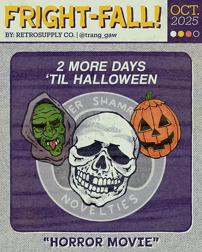 Two more Days Kids!! #frightfall2025 @retrosupply #retrosupply 
#halloween #dailyart #horror #halloweenmask #silvershamrock #...