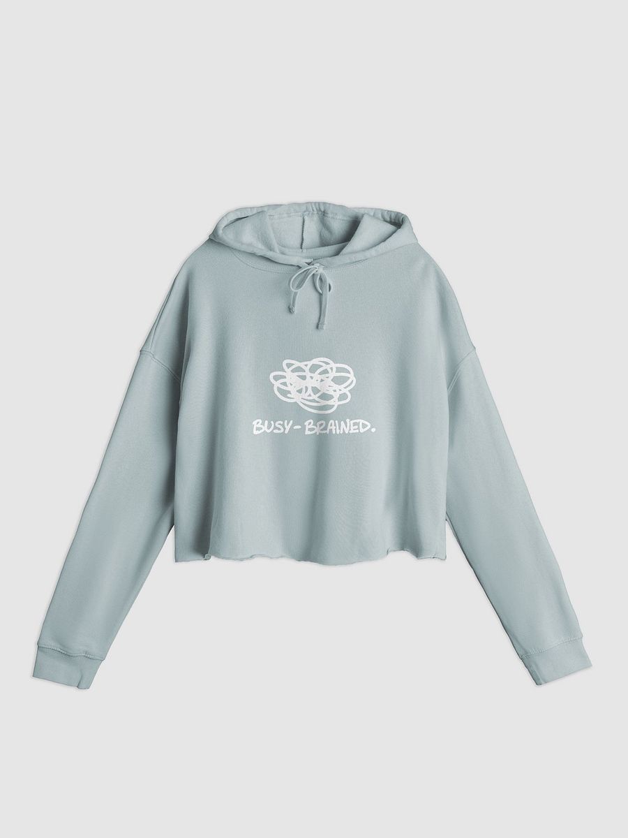 BUSY-BRAINED (white) lightweight cropped hoodie product image (1)