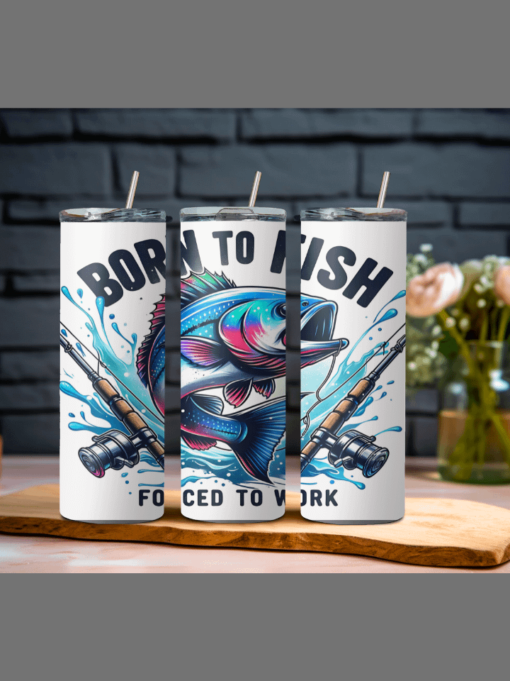 Born To Fish Forced To Work Splashy Fish Stainless Steel Tumbler product image (2)