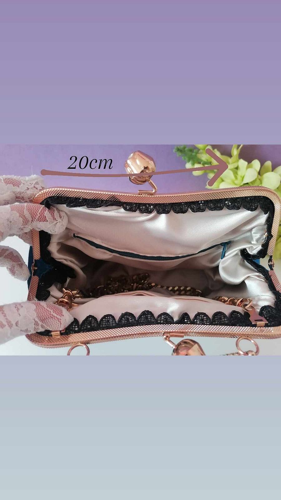 Velvet teal handbag product image (8)
