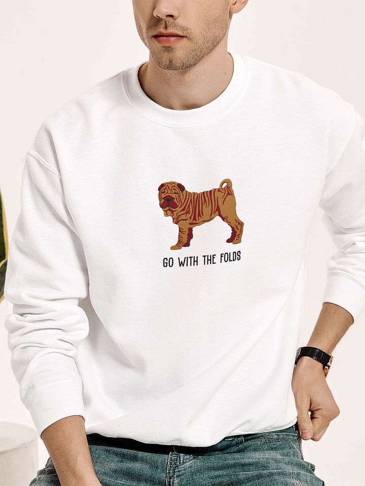 Go with the Folds Sweatshirt (Embroidered) of a Chinese Shar-Pei(Tan) product image (2)