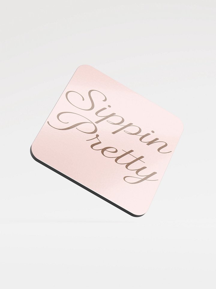 Sippin Pretty Glossed Cork Coaster product image (1)