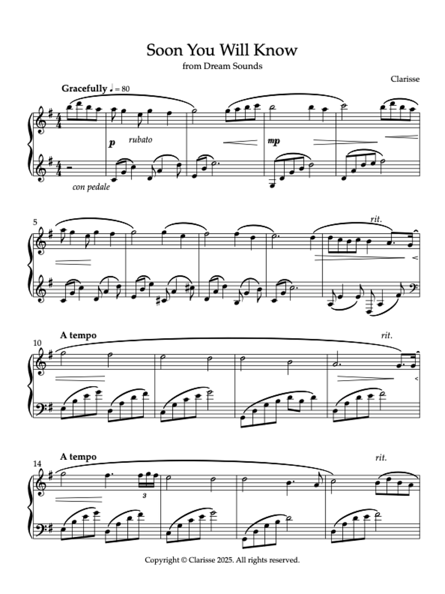 Soon You Will Know - Sheet Music product image (1)