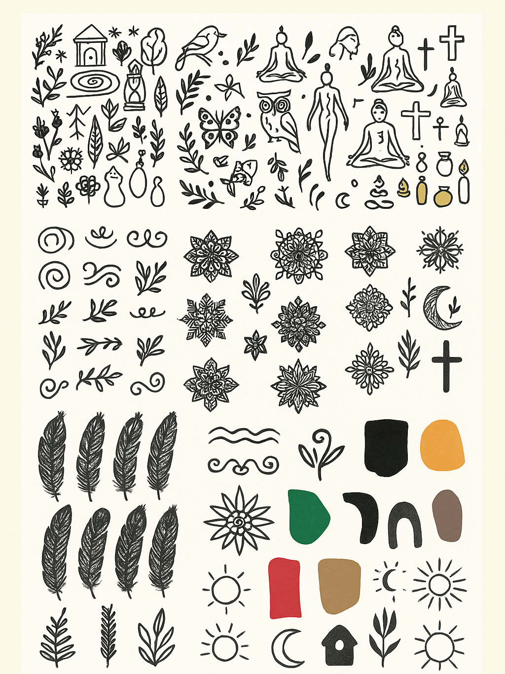 Boho Art Elements Bundle | Bohemian Clipart Set Neutral Abstract Shapes, Lines Motifs, Digital Design Graphics for DIY, Logos & Wall Art product image (7)