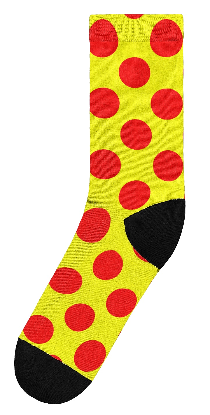 Red Polka Dots on Yellow Premium Crew Socks product image (2)