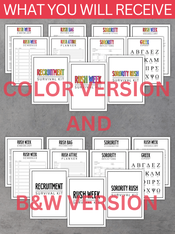 Sorority Rush Week Survival Kit, Sorority Recruitment Planner product image (2)