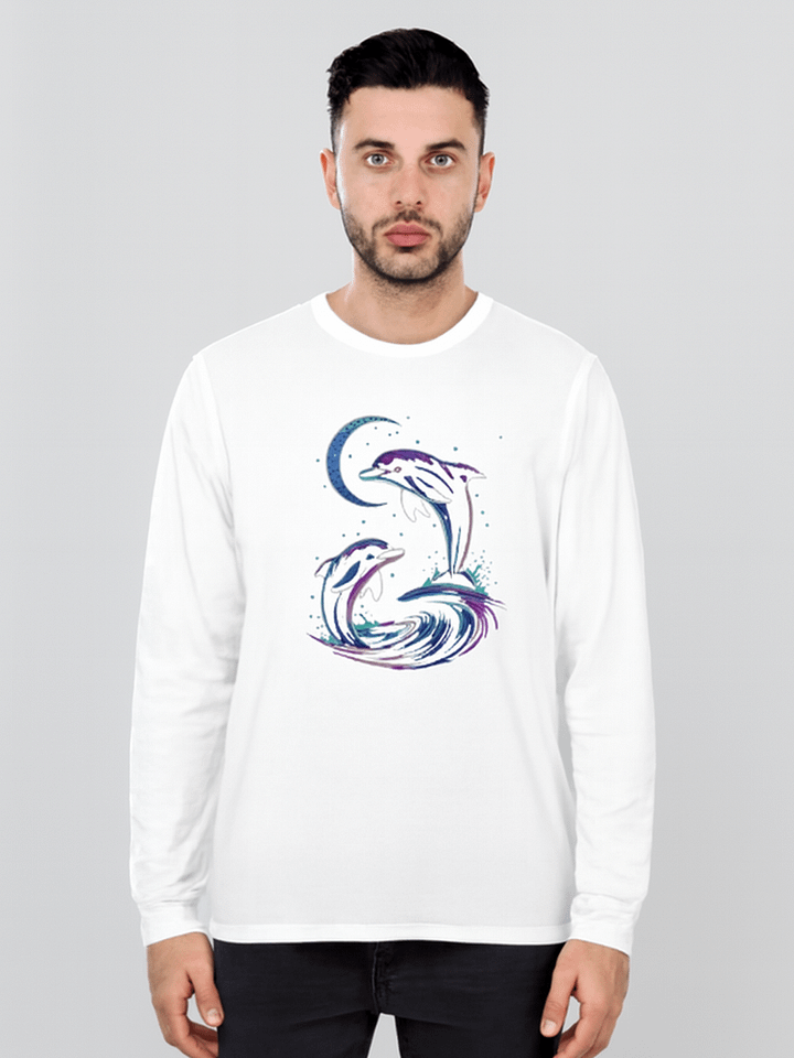 Moonlit Dolphin Dance Long Sleeve T-Shirt product image (1)
