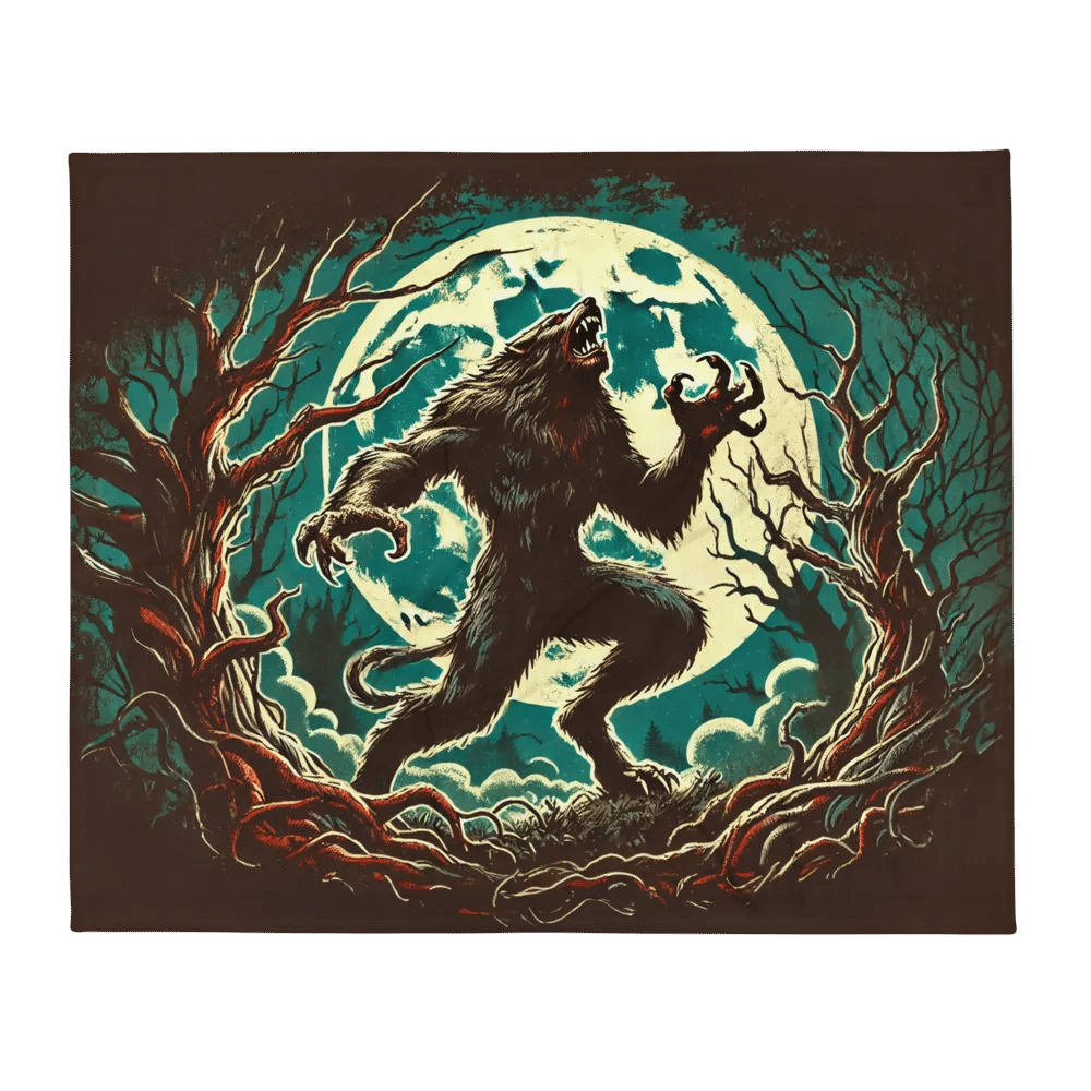 Werewolf Under a Full Moon Throw Blanket product image (2)