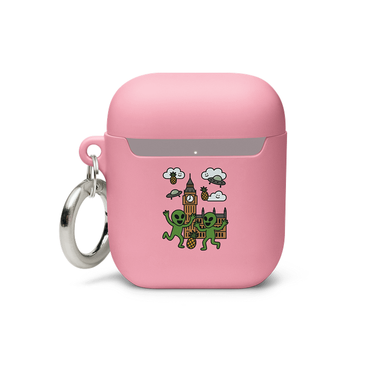 Martians Take London! Roswell Aliens at Big Ben Pink AirPods® Case product image (2)