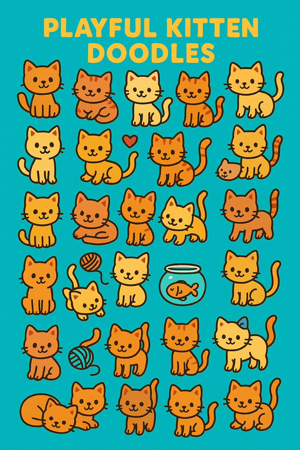 Playful Kittens Doodles – Vector Illustrator File for Creative Projects product image (3)
