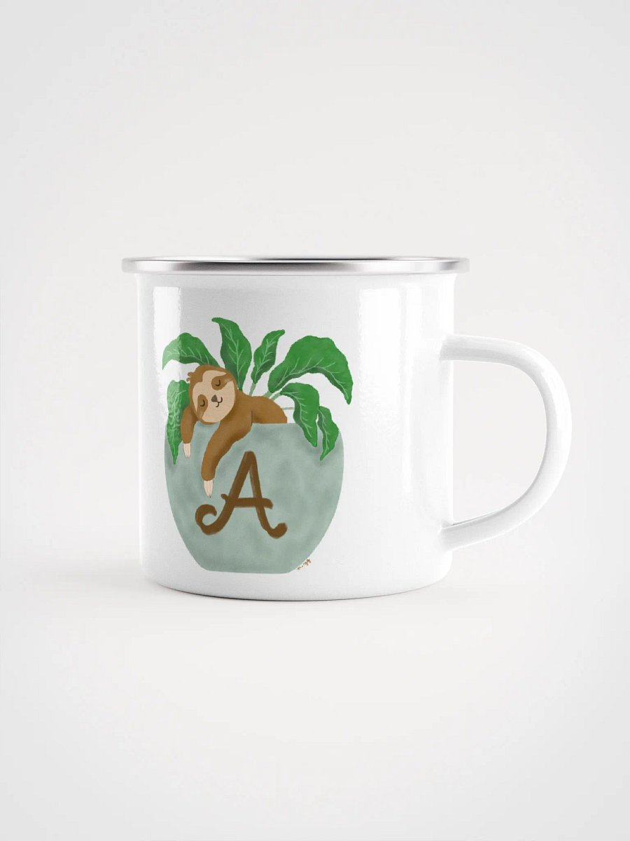 Sloth in Letter A Planter Enamel Mug product image (1)