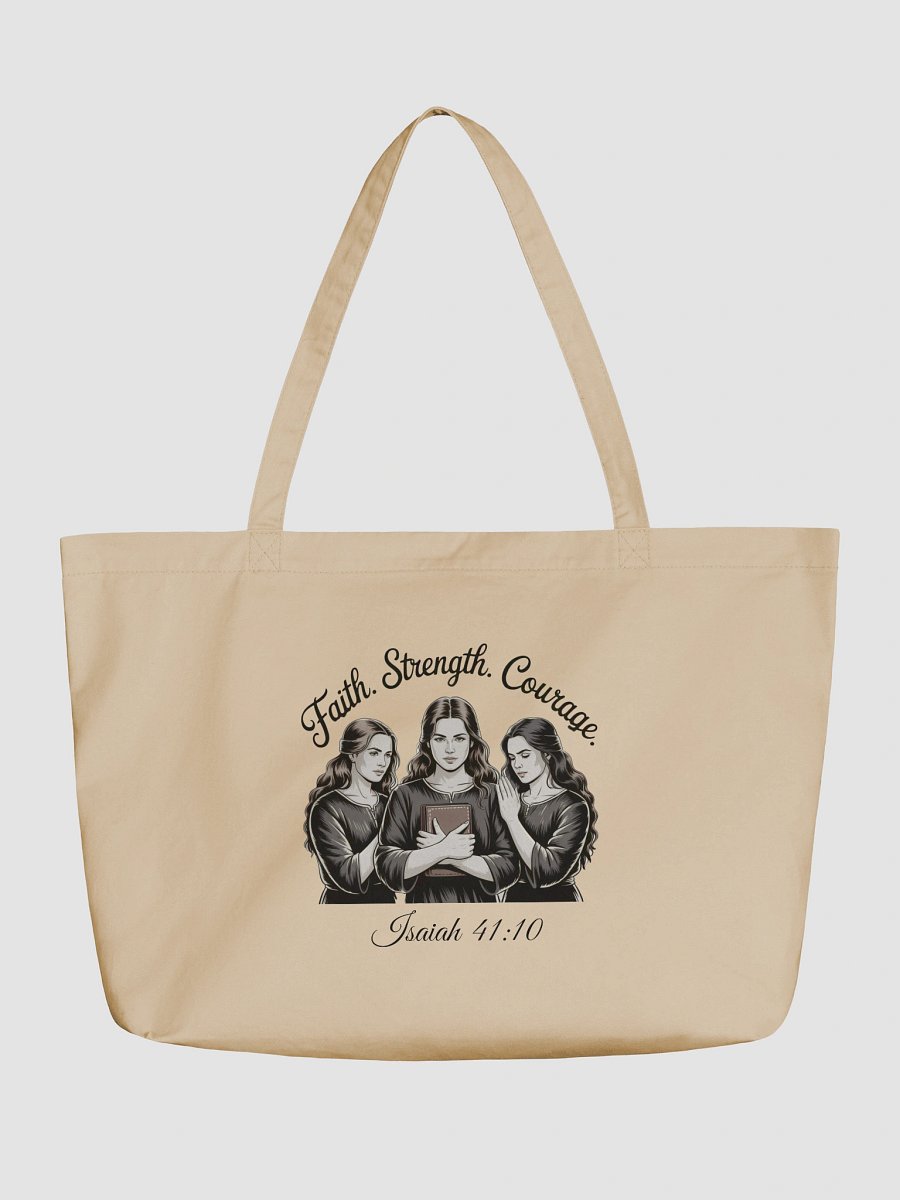 Faith Strength Courage Christian Organic Tote product image (1)