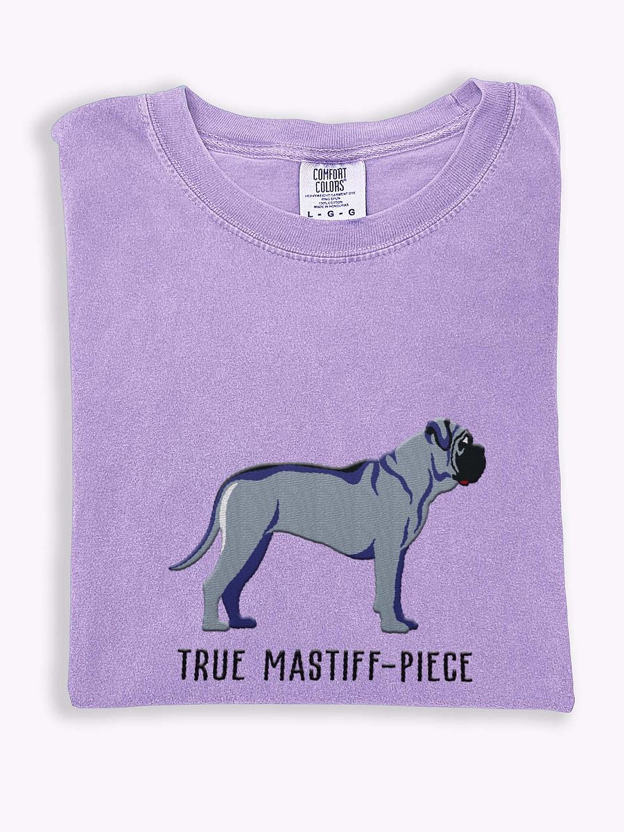 True Mastiff-Piece T-Shirt(Embroidered) of an English Mastiff(Blue) product image (1)