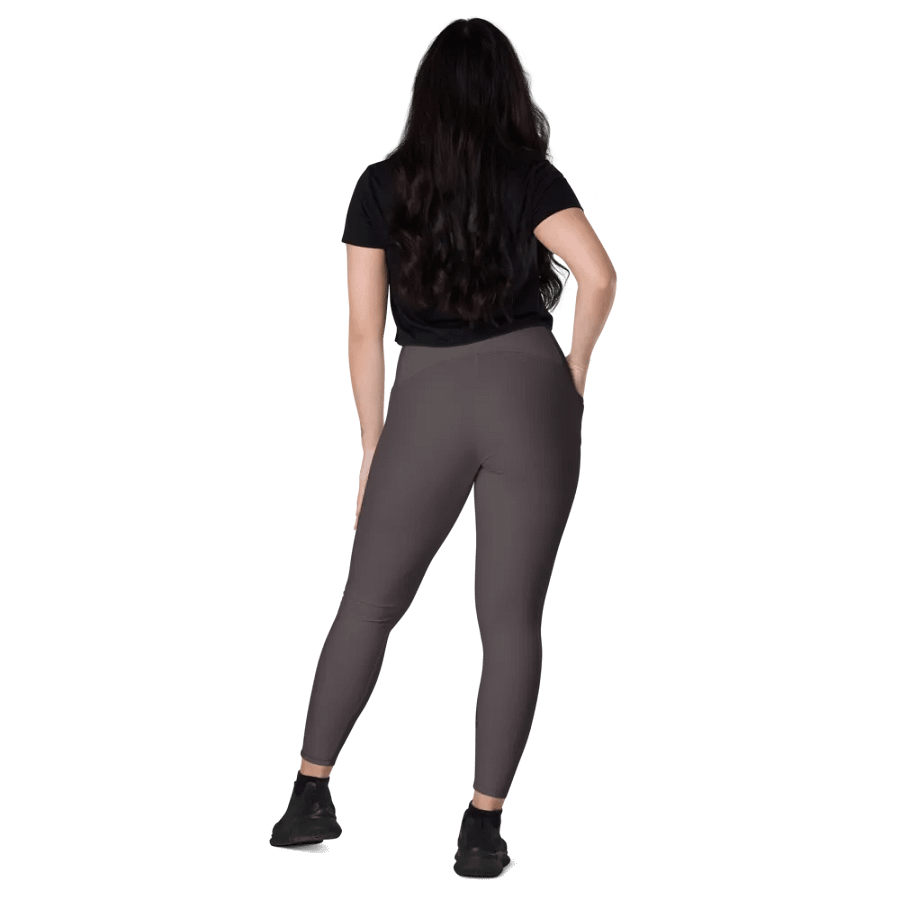 Plain Dark Brown True Summer Women's High Waisted Premium Crossover Leggings with Pockets by Treasure Pie product image (10)