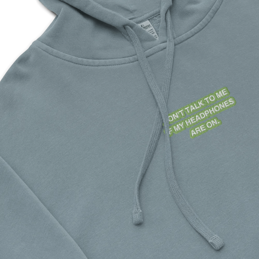 HEADPHONES ON (light green bubble design 2) embroidered pigment hoodie product image (1)