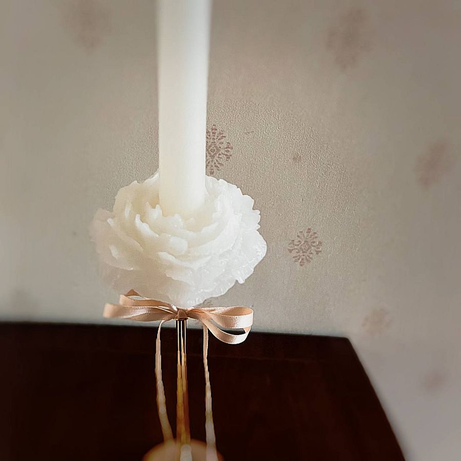Half Peony Taper Candle | Peony Flower Candle | Wedding Table Setting Idea | Table Candle | 3D Aesthetic Candle | Dinner Candle | Taper Candle product image (5)
