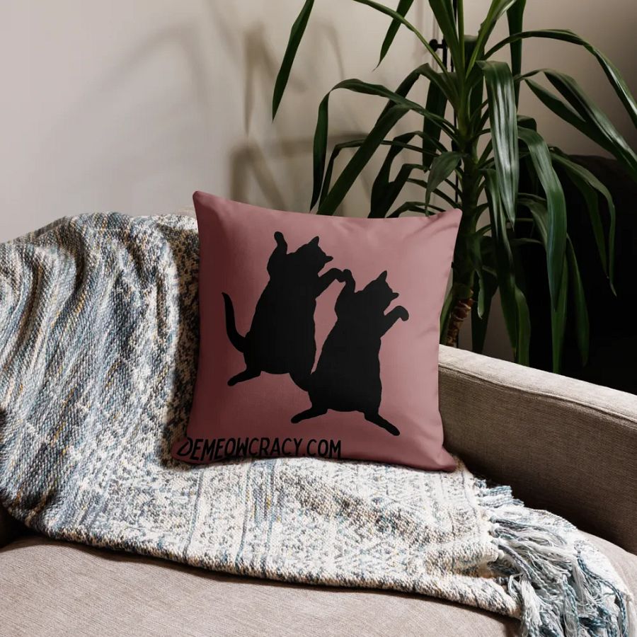 Dancing DeMeowcracy Kitties Pillow Cover - Frosted Cranberry product image (5)