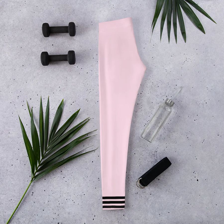 All-Over Print Leggings-Backfill Pig pink colour with Pink Lady design black stripes product image (3)