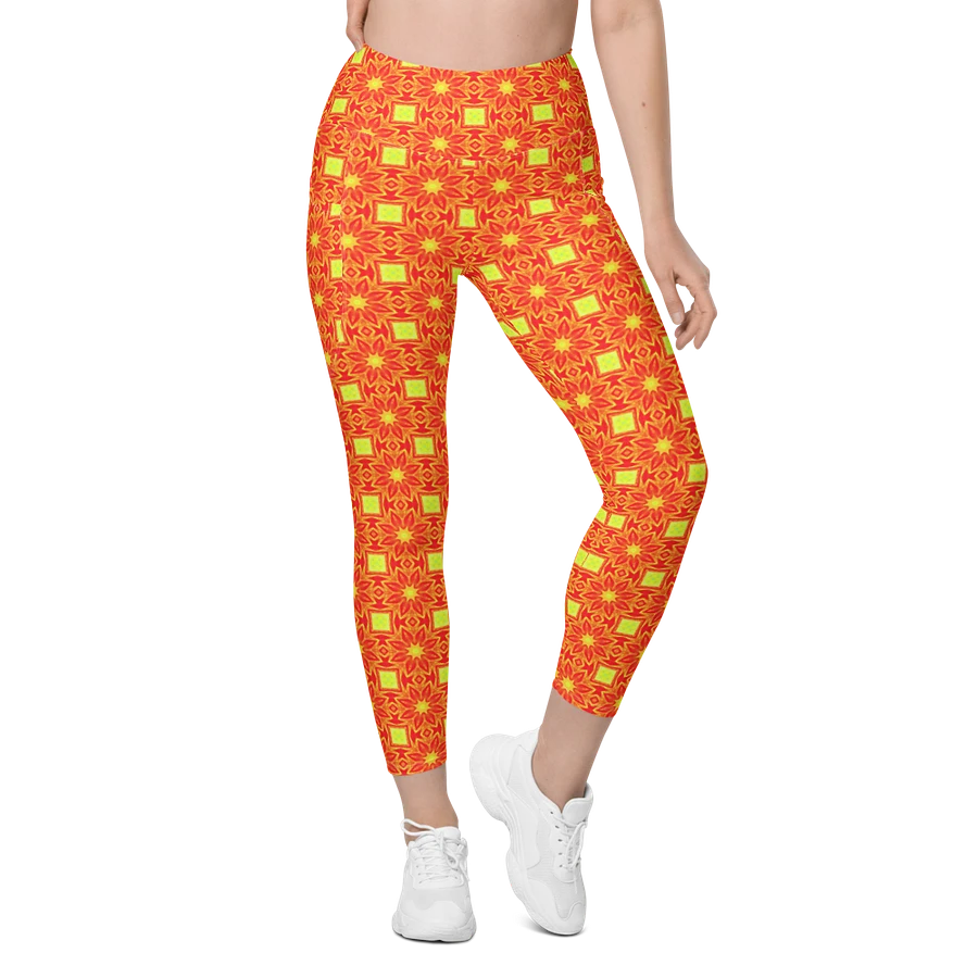Abstract Repeating Orange Flower Leggings product image (5)