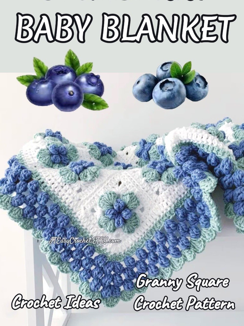 Blueberry Granny Square Afghan Pattern, Fruit Baby Blanket, PDF Instant Download, Cottagecore Crochet Patterns, Boho Vintage Style Lapghan product image (4)